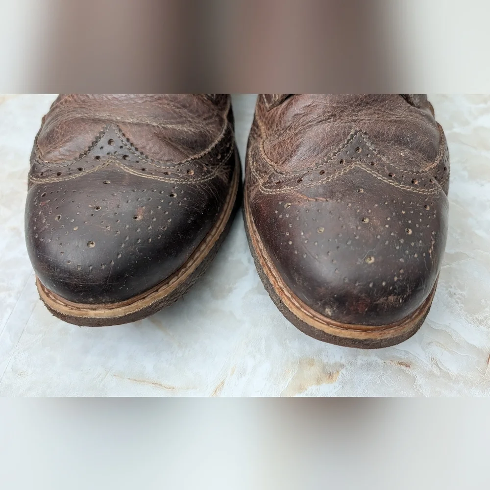 Bass Brown Leather Upper Wingtip Boots Men Sz 13